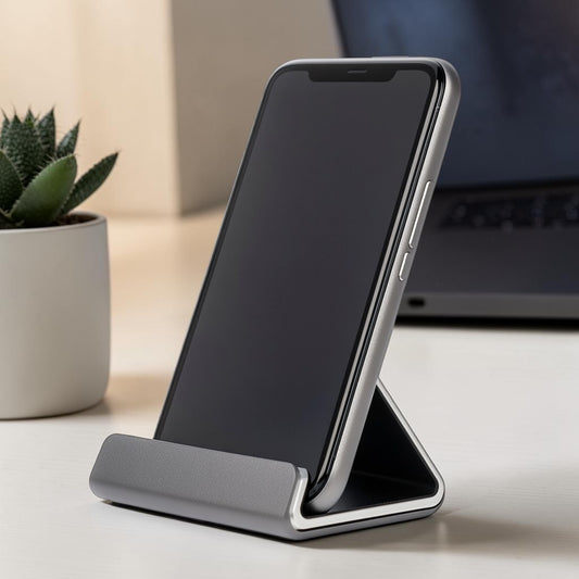 Kedon Adjustable Desktop Phone Stand - Foldable Aluminum Alloy Holder - Multi-Angle Crank Design for iPhone & Android - Non-Slip Base - Space Grey
