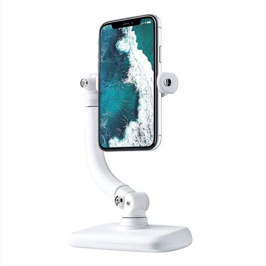 Kedon Gooseneck Phone Holder for Bed - 31.5" Flexible Long Arm Stand - 360 Degree Rotating Clamp - Lazy Bracket for Bedroom, Kitchen & Office - White